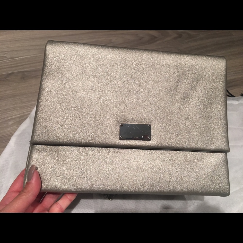 Silver formal clutch